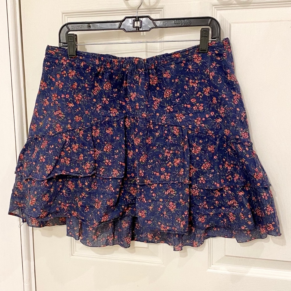 Y2K H&M Ruffled floral low rise cotton mini skirt